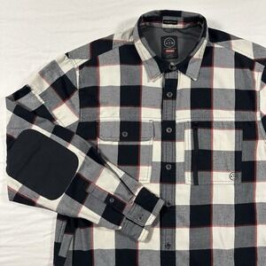 Wrangler ATG All Terrain Mens Shirt Large Red Plaid Button Up Elbow Pads Zippers